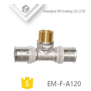 EM-F-A120 NIckel-plattiertes Kompressions-Anschluss-Außengewinde Messing-T-Stück-Fitting